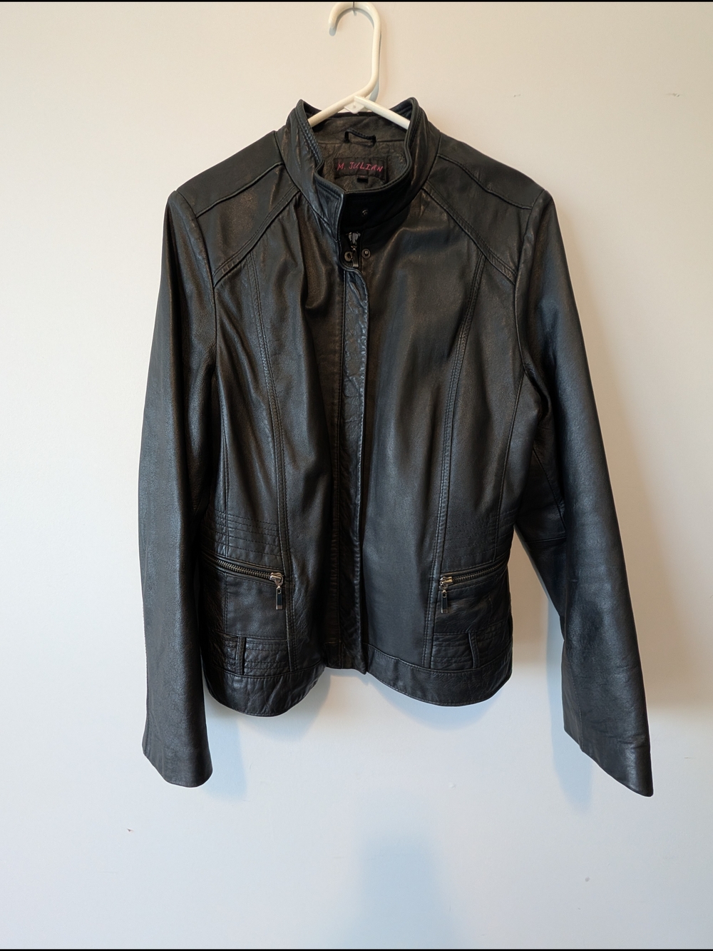 M. Julian Vintage Women's Black Leather Zip-Front Jacket XL